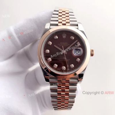  Rolex Everose Replica Watch 41mm Datejust II Coffee Brown Dial